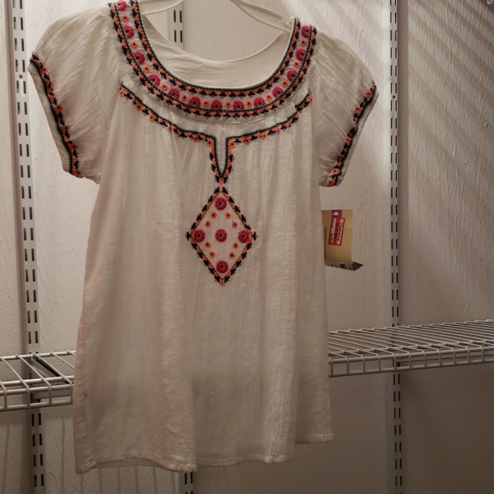 Girls flowy lightweight embroidered blouse